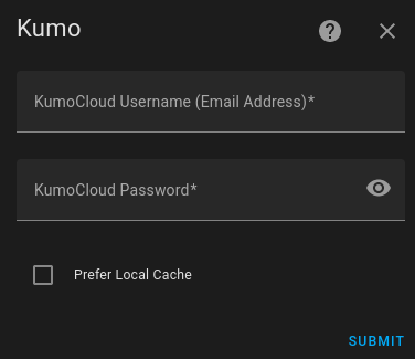Kumo Cloud credentials